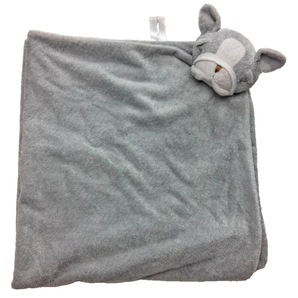 Angel Dear Gray Bulldog Baby Security Blanket Lovey BIG 26x26 Soft Unisex EUC